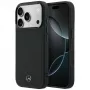 Mercedes-Benz nahkainen Mesh with Bow Line MagSafe -suojakuori iPhone 17 Pro, musta