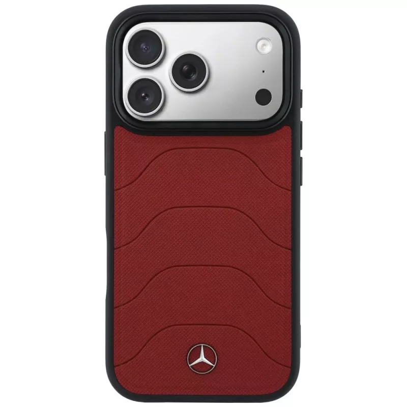 Mercedes Leder Mesh Bow Line MagSafe -kuori iPhone 17 Pro Max punainen