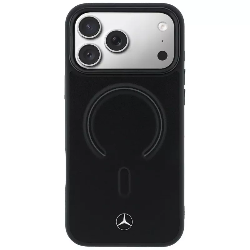Mercedes Leather 3D MagSafe -kotelo iPhone 17 Pro Maxille, musta