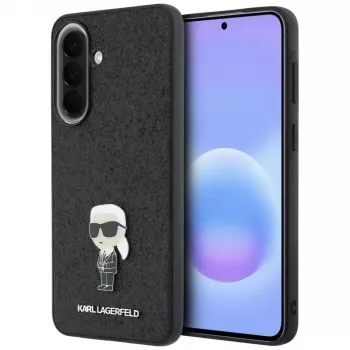 Karl Lagerfeld Fixed Glitter Ikonik Logo Metal Pin -takakansi Samsung Galaxy A57 5G:lle, musta