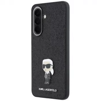 Karl Lagerfeld Fixed Glitter Ikonik Logo Metal Pin -takakansi Samsung Galaxy A57 5G:lle, musta