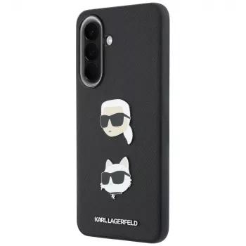 KARL LAGERFELD kotelo Samsung Galaxy A37 5G, Karl & Choupette Heads, pins & logo, musta