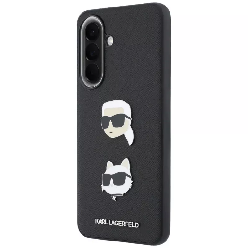 KARL LAGERFELD Protective Case Samsung Galaxy A57 5G, musta, Karl & Choupette Heads, pins & logo