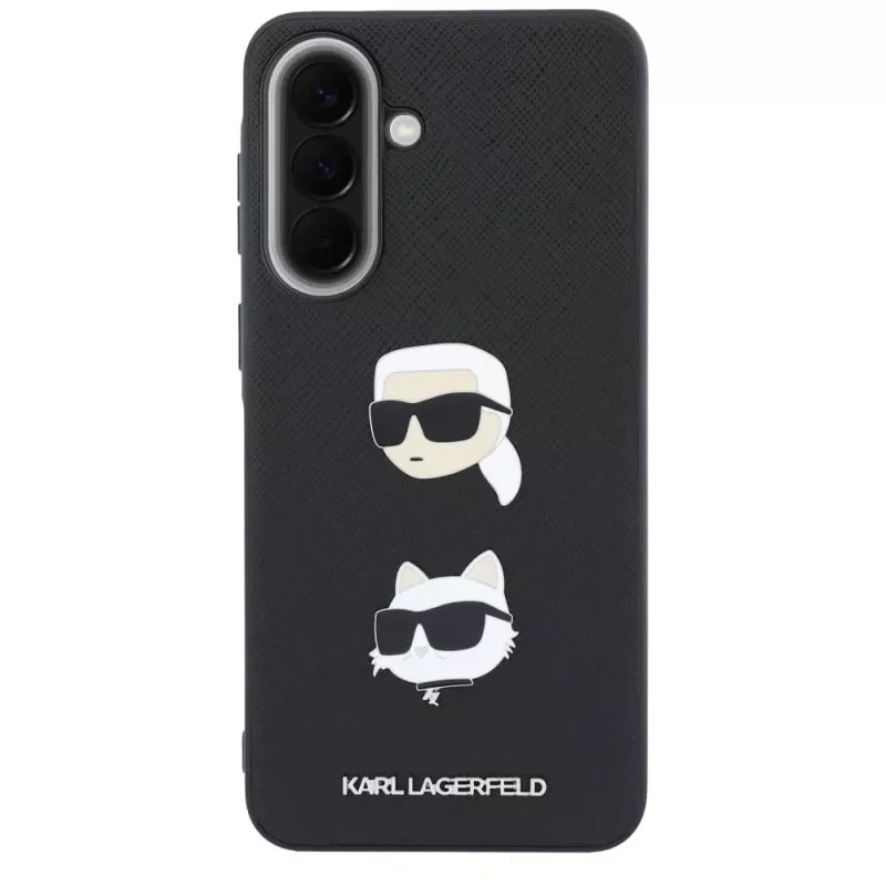 KARL LAGERFELD Protective Case Samsung Galaxy A57 5G, musta, Karl & Choupette Heads, pins & logo
