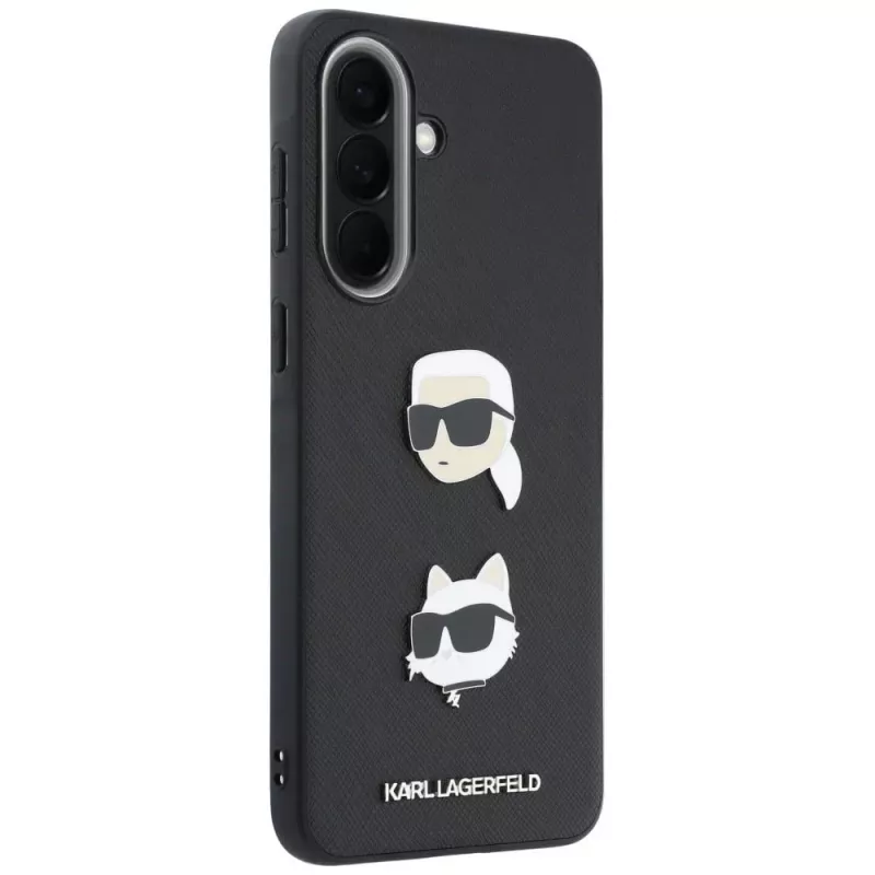 KARL LAGERFELD Protective Case Samsung Galaxy A57 5G, musta, Karl & Choupette Heads, pins & logo