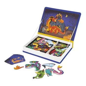 Janod Magnetibook Lohikäärmeet magneettinen kirjapeli - lohikäärmeaiheinen fantasiapeli