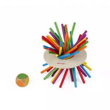 Janod Crazy Sticks tasapainopeli - puinen taitopeli 1-4 pelaajalle, monivärinen