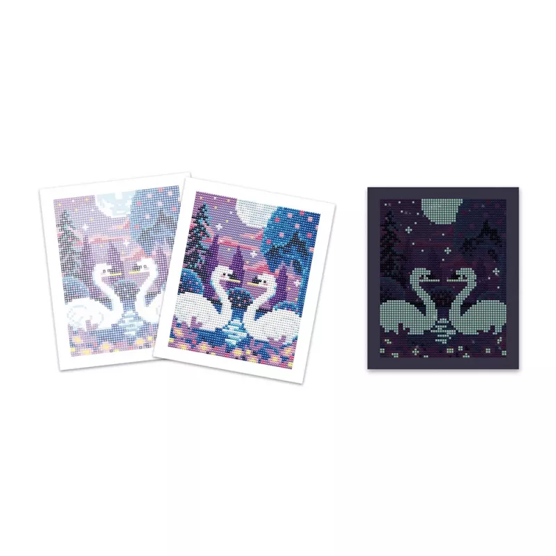 Janod Diamond Painting -setti pimeässä hehkuva Moonlight Night Scene 8+