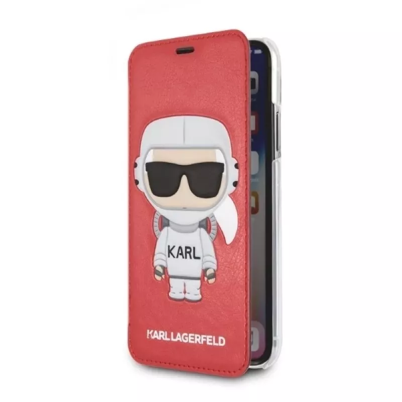Karl Lagerfeld KLFLBKPXKSCORE iPhone X/XS kirjakotelo Red Karl Space Cosmonaut