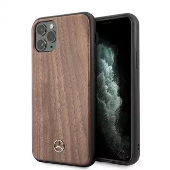 Mercedes-Benz Wood Line Walnut kovakotelo Apple iPhone 11 Pro Max - ruskea