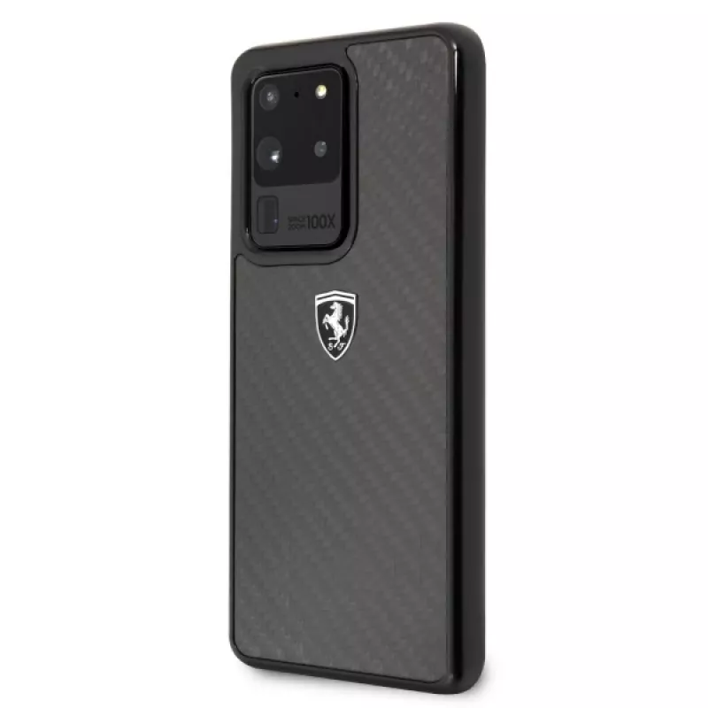 Ferrari suojakotelo FEHCAHCS69BK Samsung Galaxy S20 Ultralle, musta Carbon Heritage