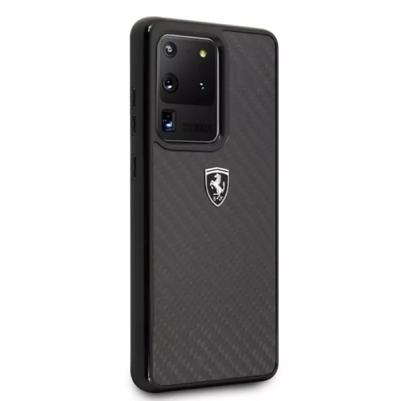 Ferrari suojakotelo FEHCAHCS69BK Samsung Galaxy S20 Ultralle, musta Carbon Heritage