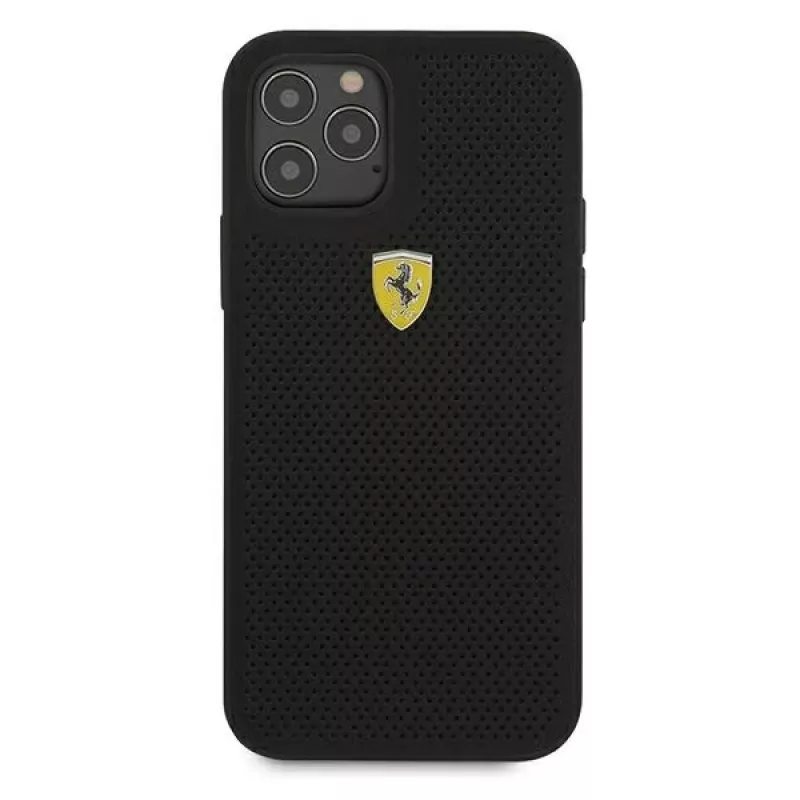 Ferrari FESPEHCP12MBK iPhone 12/12 Pro 6,1 tuumaa musta kovakotelo On Track Perforated