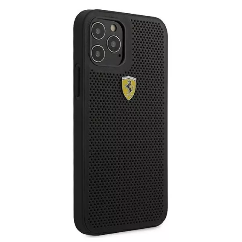 Ferrari FESPEHCP12MBK iPhone 12/12 Pro 6,1 tuumaa musta kovakotelo On Track Perforated