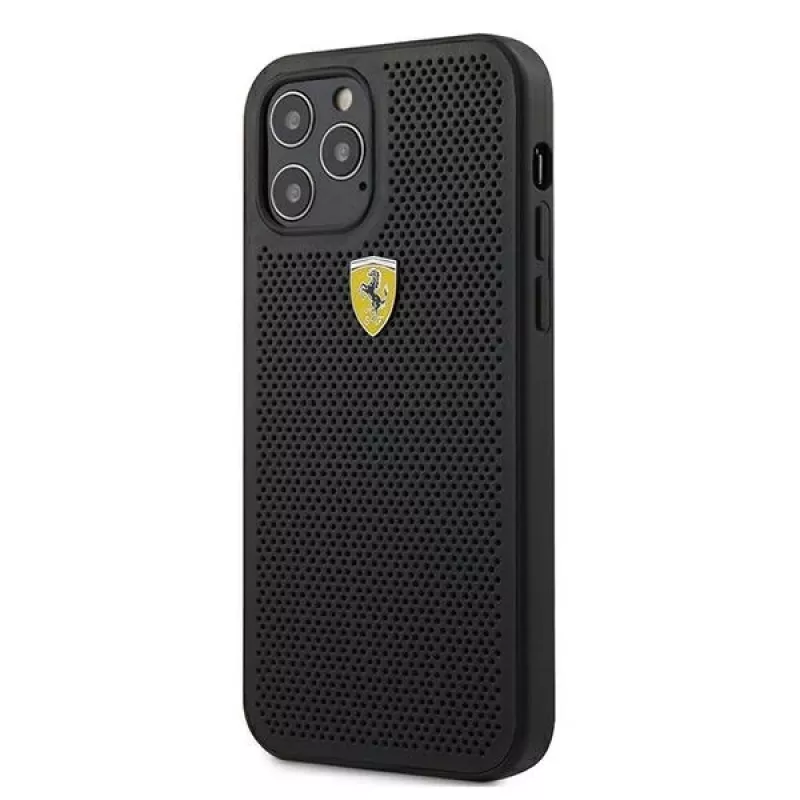 Ferrari FESPEHCP12LBK iPhone 12 Pro Max 6,7 tuumaa kovakotelo On Track Perforated, musta