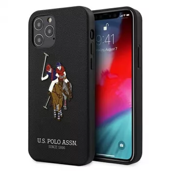 U.S. POLO ASSN. USHCP12MPUGFLBK iPhone 12/12 Pro 6.1 musta Polo Embroidery Collection takakansi