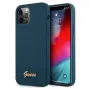 Guess GUHCP12LLSLMGBL Metal Logo Script jäykkä kuori Apple iPhone 12 Pro Max -laitteelle, sininen