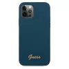 Guess GUHCP12LLSLMGBL Metal Logo Script jäykkä kuori Apple iPhone 12 Pro Max -laitteelle, sininen
