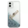 Guess Glitter Vintage Script jäykkä kuori Apple iPhone 12 mini - sininen