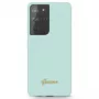 Guess GUHCS21LLSLMGLB Silicone Script Metal Logo takakuori Samsung Galaxy S21 Ultra -laitteelle (sininen)