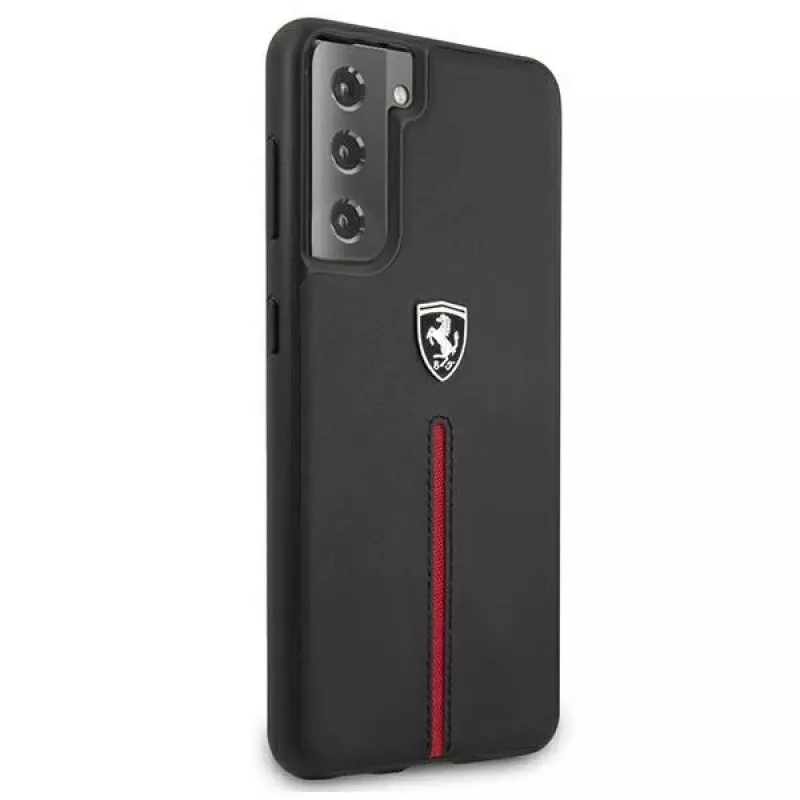 Ferrari FEOSIHCS21MBK S21+ G996 musta jäykkä kuori Off Track Leather Nylon Stripe