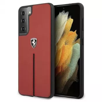 Ferrari FEOSIHCS21MRE S21+ G996 punainen jäykkä kuori Off Track Leather Nylon Stripe Samsung Galaxy S21+ -laitteelle