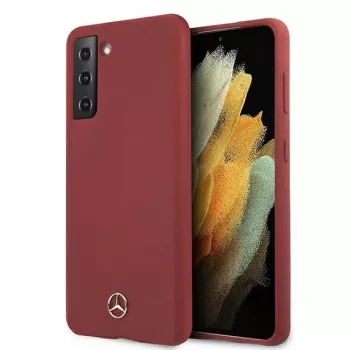 Mercedes-Benz Silicone Line jäykkä kuori Samsung Galaxy S21 (SM-G991) -laitteelle - punainen