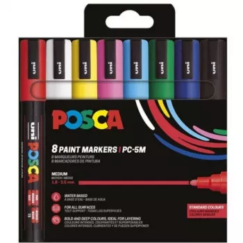 POSCA Uni-Ball tussi UNI PC-5M 8 kpl setti Basic (182558)