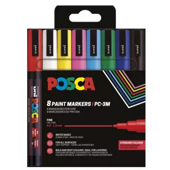 POSCA Uni-Ball tussi UNI PC-3M 8-osainen setti Basic (186558)