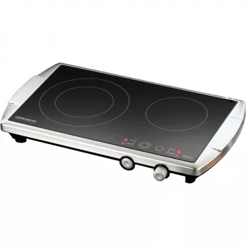 Rommelsbacher CERAN CT 3400/E kaksilevyinen keittolevy, ruostumaton teräs/musta, 3400 W