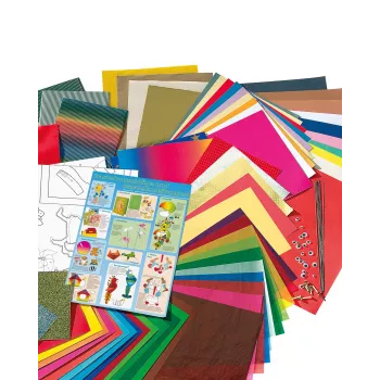 Folia 50915/1 käsityöpaperisarja - 107 osaa - monivärinen - pojat ja tytöt - paperi, kartonki, kalvo - laatikko