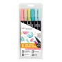 Tombow ABT-6P-4 Dual Brush Pen -sarja - 6 kynää - ohut ja sivellinkärki - monivärinen - pyöreä