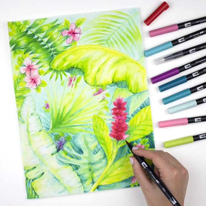 Tombow ABT-6P-4 Dual Brush Pen -sarja - 6 kynää - ohut ja sivellinkärki - monivärinen - pyöreä