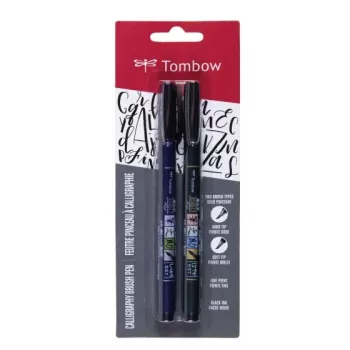 Tombow WS-BHS-2P Dual Brush Pen -sarja - musta - 2 kpl - blisteripakkaus
