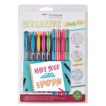 Tombow The Creative Study Kit sis. 4 Reporter kuulakärkikynää ja 4 Mono Edge tekstimerkkiä