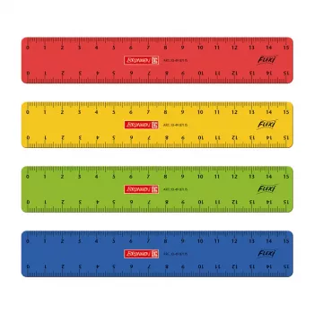 BRUNNEN viivain 15,0 cm värivaihtoehdot punainen keltainen vihreä sininen