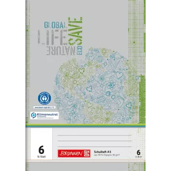 Brunnen kouluvihko Recycling viivoitus 6 blanko ilman reunusta A4
