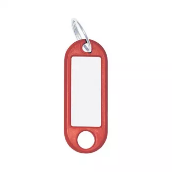 WEDO avainrengas etiketillä, halkaisija: 18 mm, punainen muovi, valkoisella kirjoitettavalla vaihdettavalla insertillä (262 101802)