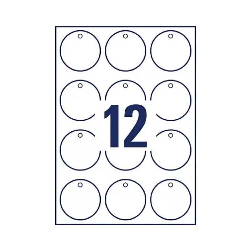 Avery Zweckform T3004-10 ei tarttuvat pyöreät tarrat, polyesteri, valkoinen, 60 mm, 120 tarraa