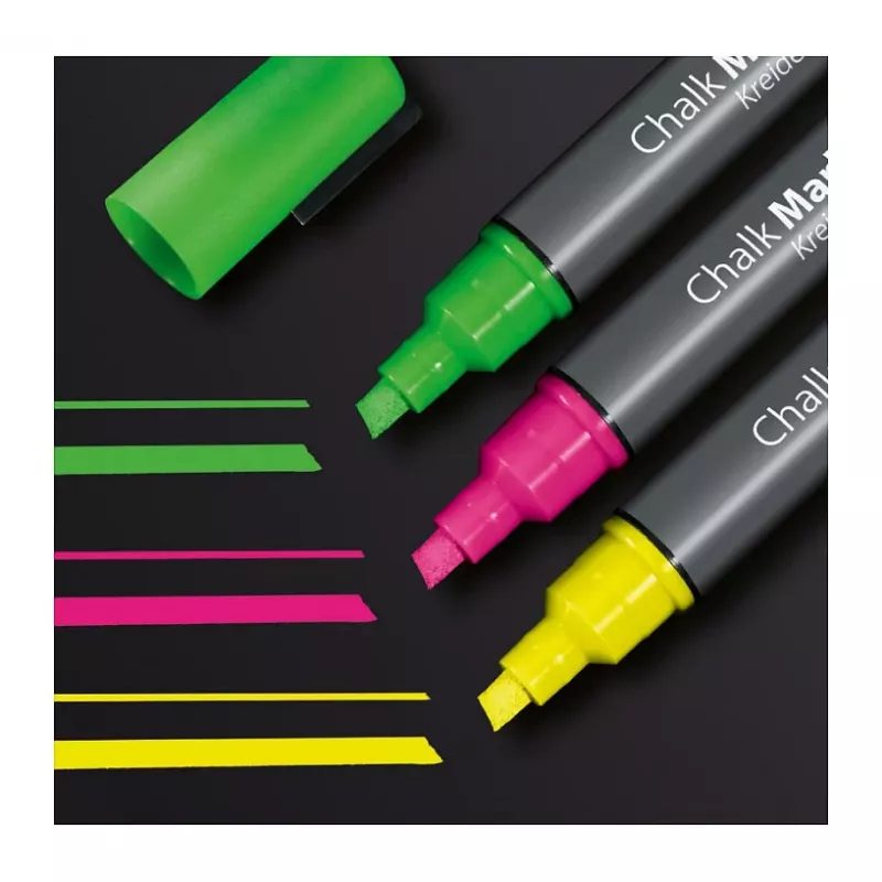 SIGEL Liquid Chalk Marker -set vesipohjainen pyyhittävä pinkki vihreä keltainen 3 kpl:n pakkaus
