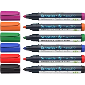 Schneider Maxx 290 valkotaulu- ja fläppitaulumerkkisarja, 6 kpl, eri värit, 2,0 - 3,0 mm
