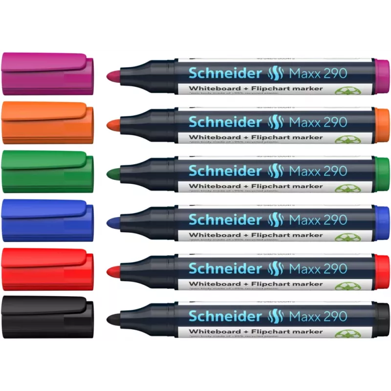 Schneider Maxx 290 valkotaulu- ja fläppitaulumerkkisarja, 6 kpl, eri värit, 2,0 - 3,0 mm
