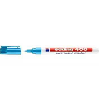 EDDING 400 pysyvä tussi - vaaleansininen - pyöreä kärki - 1 mm - muovi - pahvi, lasi, nahka, metalli, muovi, puu