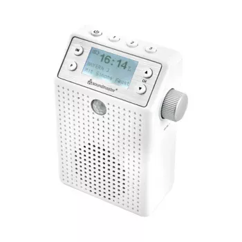 Soundmaster DAB60WE pistorasiaan liitettävä radio DAB+, FM, Bluetooth, USB-handsfree, roiskevesitiivis, valkoinen