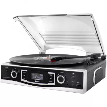 Soundmaster PL590SW stereojärjestelmä levysoittimella DAB+, FM, AUX, USB, tallennustoiminto, musta
