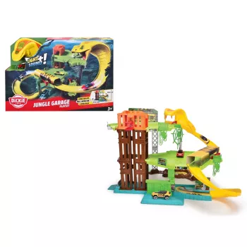 Dickie Jungle Garage 203338004 - 3-kerroksinen leikkisetti äänellä ja valolla, sis. painevalettu ajoneuvo
