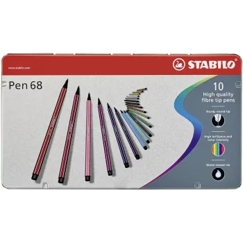 STABILO Pen 68 kuitukynä - 1 mm - 10 väriä lajiteltu