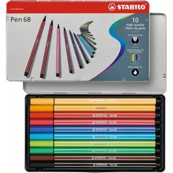 STABILO Pen 68 kuitukynä - 1 mm - 10 väriä lajiteltu