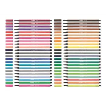 STABILO Pen 68 huopakynäsarja, 20 väriä lajiteltu, muovilaatikko, Zebrui turkoosi, 1 mm viivanleveys