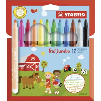 STABILO 380/12 Fineliner-kynäsarja - 12 eri väriä (musta, sininen, ruskea, vihreä, vaaleansyaani, vaaleanvihreä, oranssi, persikka, pinkki, punainen, valkoinen, keltainen) - 0,4 mm kärki - vesipohjainen muste - muovikotelo